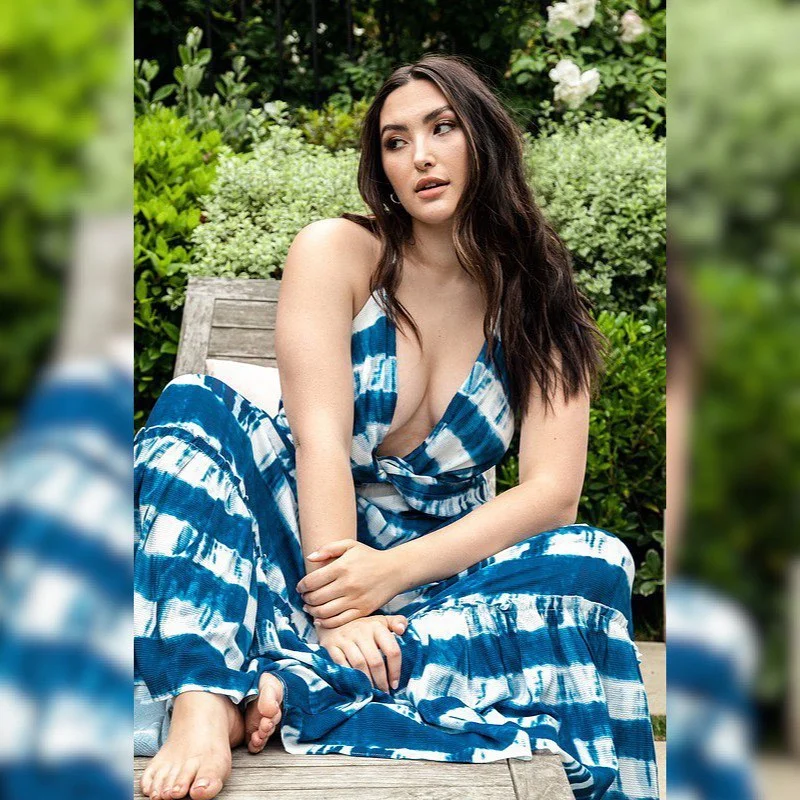 plus size summer outfits for women 2026 Blue Tie-Dye Maxi Dress For Garden-Day Ease