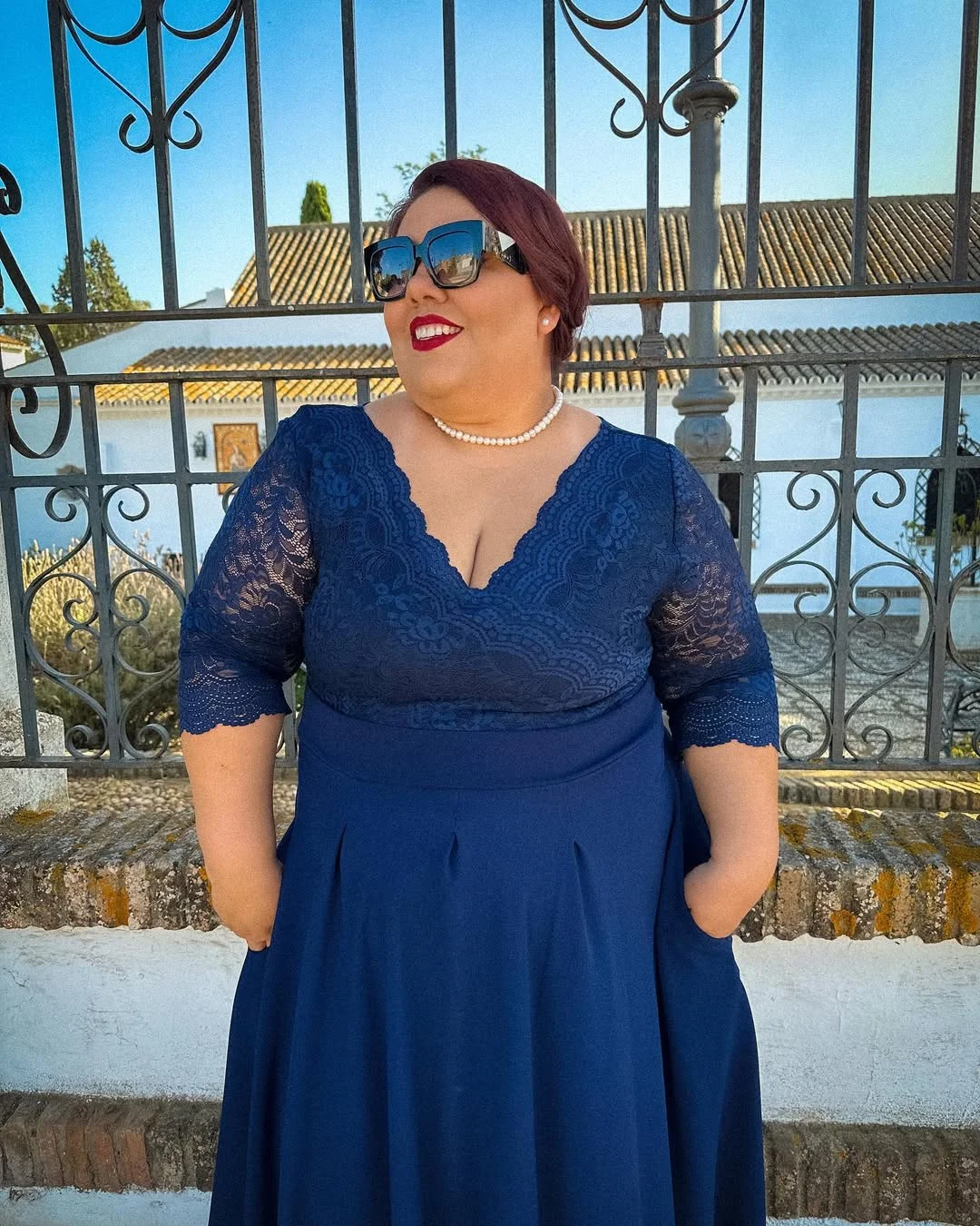 plus size summer outfits for women 2026 Navy Lace Dress With Soft Summer Elegance