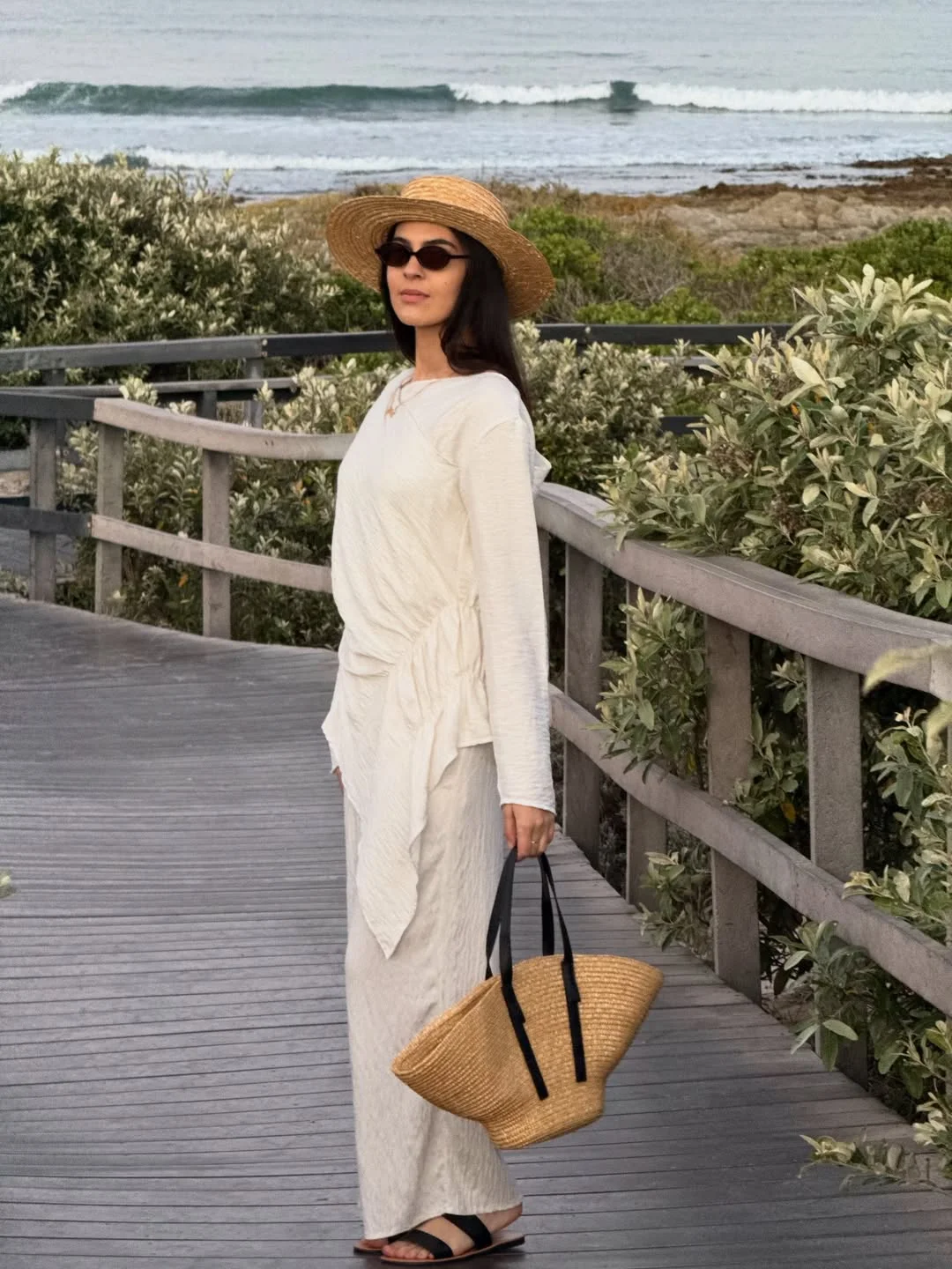 summer beach outfit for women 2026 Quiet White Layers With A Straw Hat