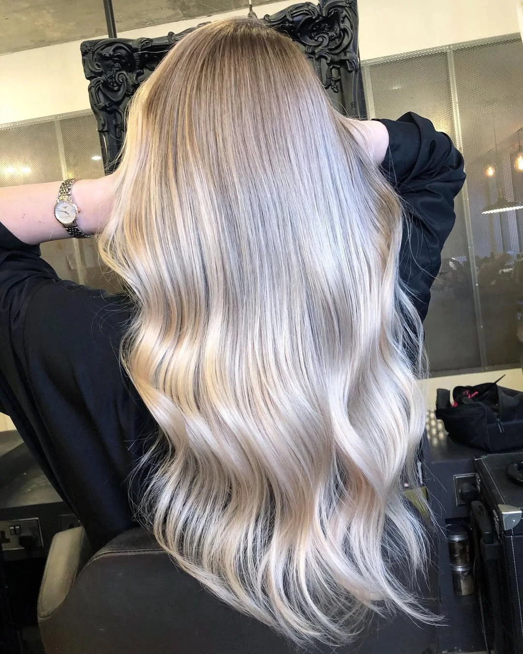 creamy summer blonde hair color 2026 Cool Cream Blonde With Rooted Shadow Melt