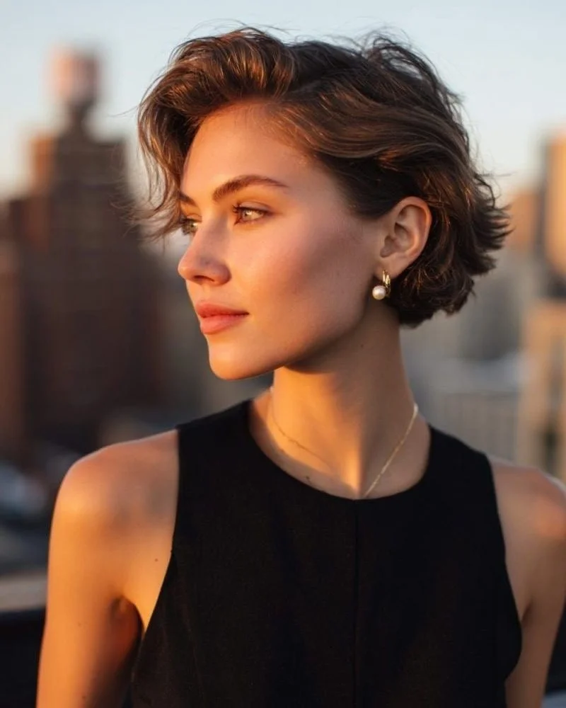 cute summer short haircuts 2026 Soft Cropped Bob With Sunset Volume