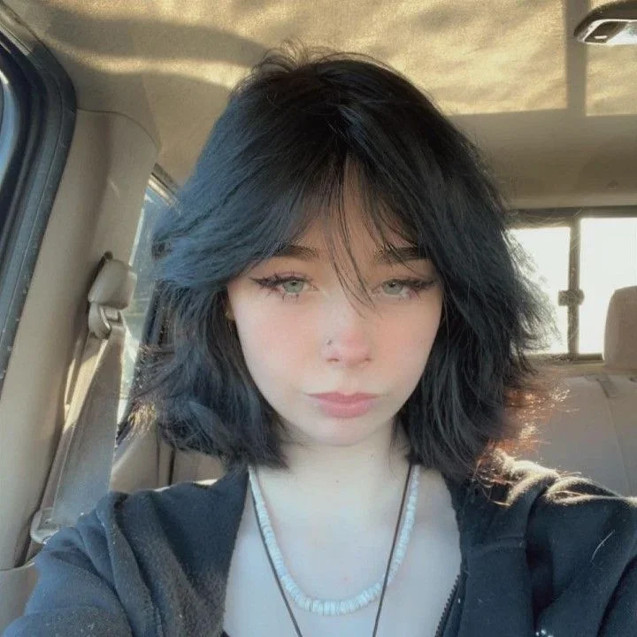 cute summer short haircuts 2026 Messy Black Bob With Wispy Bangs