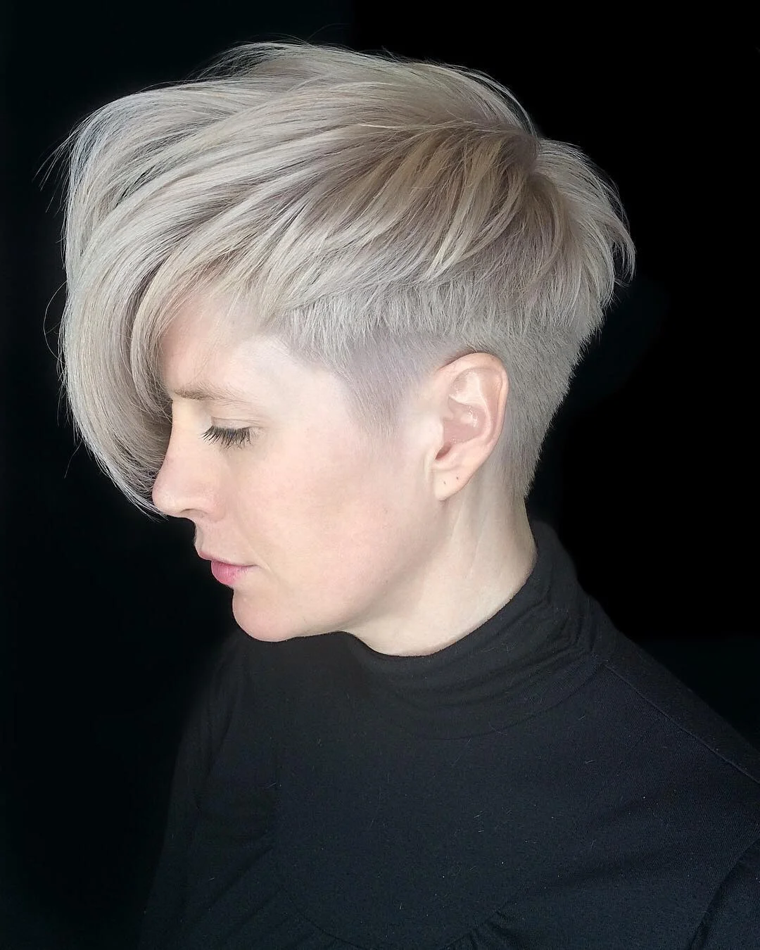 cute summer short haircuts 2026 Platinum Undercut Bob With A Long Side Sweep