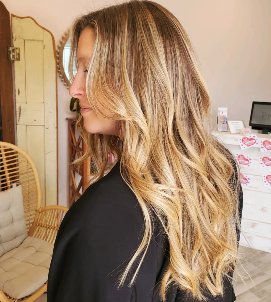 golden summer honey blonde hair color 2026 Bright Face-Framing Honey Blonde Balayage