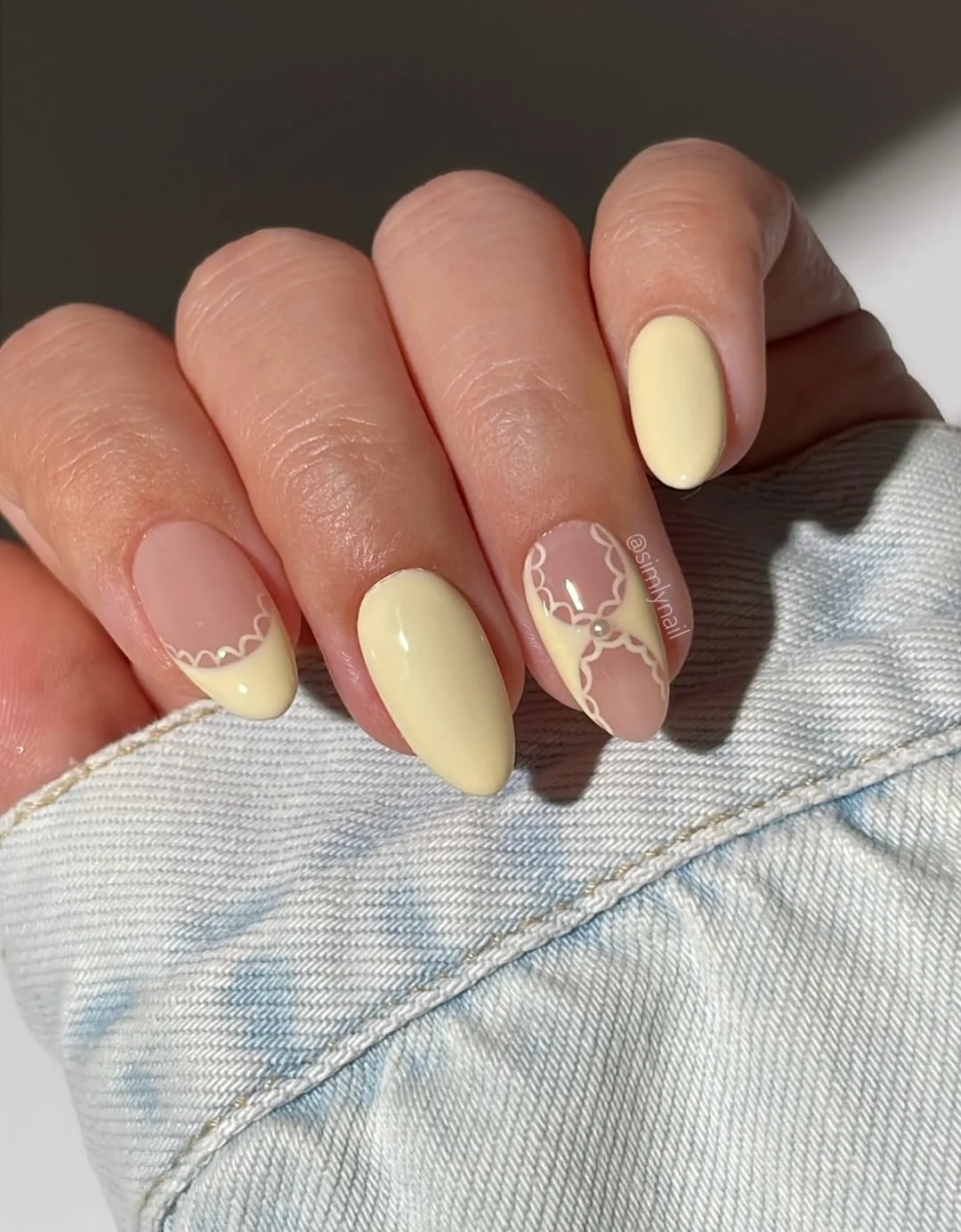 light summer nails 2026 Butter Yellow Lace Nails With A Soft Feminine Finish