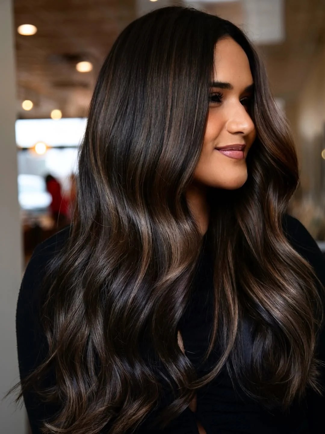low maintenance summer hair color for brunettes Polished Dark Brunette With Soft Face-Framing Depth