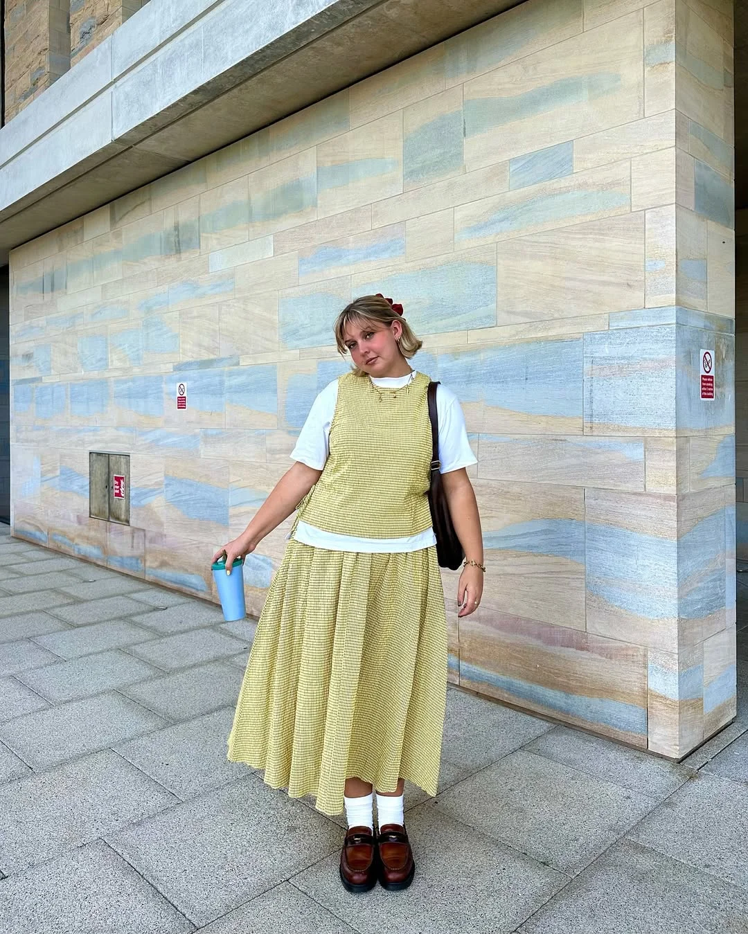 midsize outfits for women summer 2026 Yellow Gingham Layers With A Soft Preppy Mood