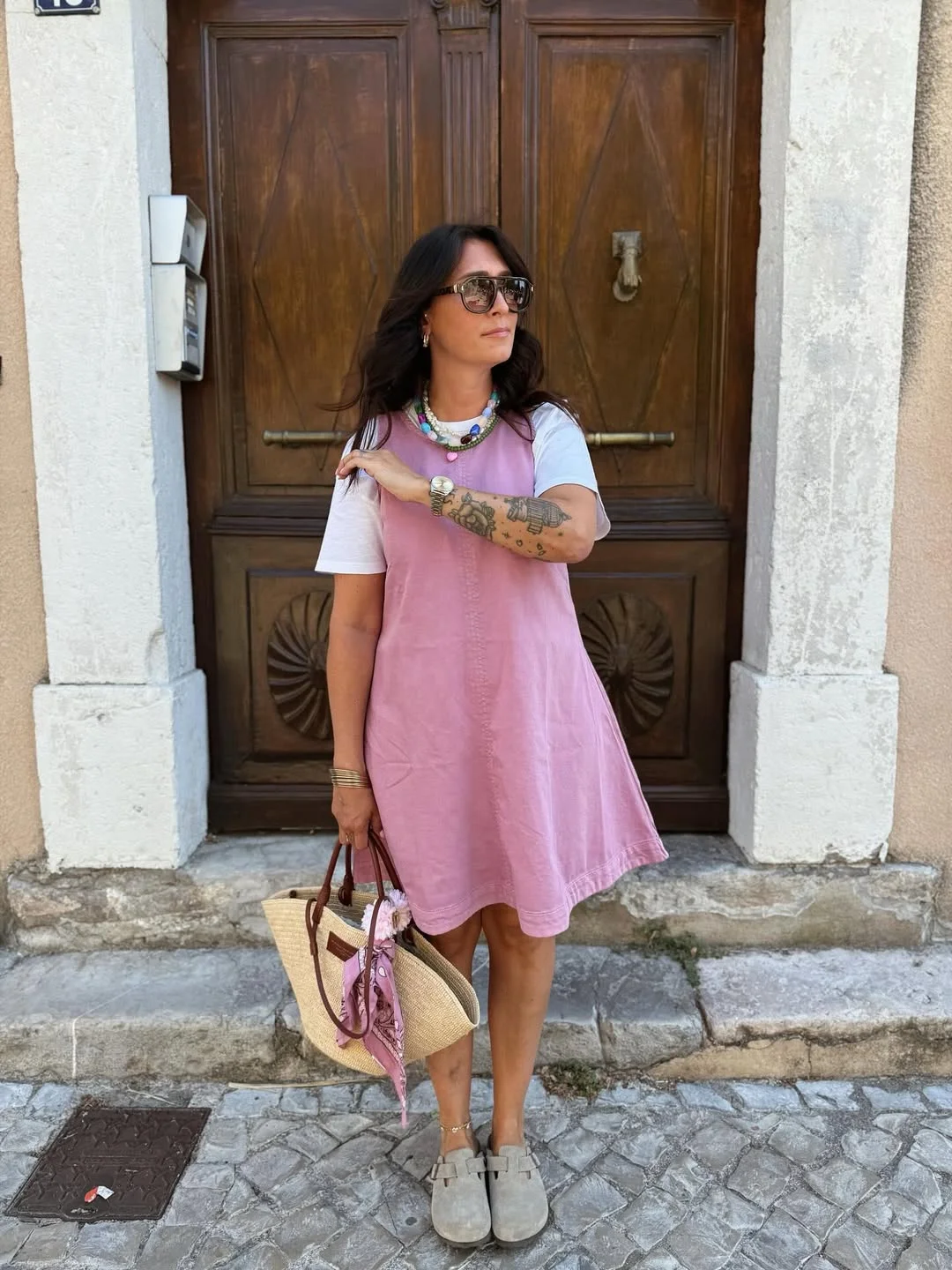 midsize outfits for women summer 2026 Pink Pinafore Dress For Easy Vacation Wandering