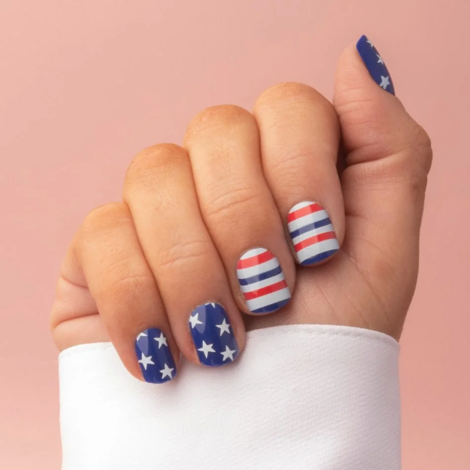 patriotic nails 2026 Classic Flag-Inspired Short Nails