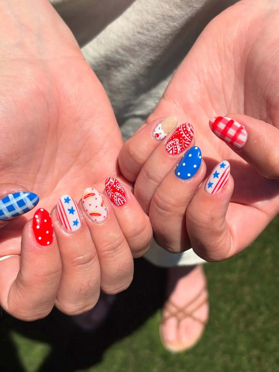 patriotic nails 2026 Bandana Prints, Picnic Checks, and Tiny Stars