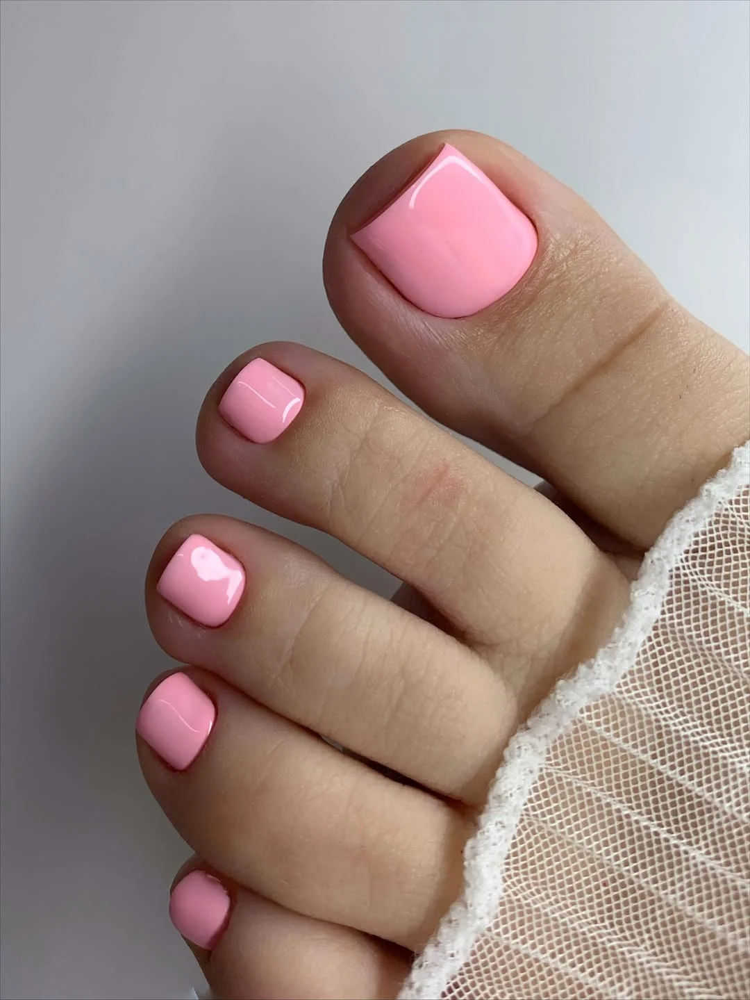 pedicure ideas - summer trends 2026 Glossy Candy Pink Pedicure For A Fresh Summer Mood