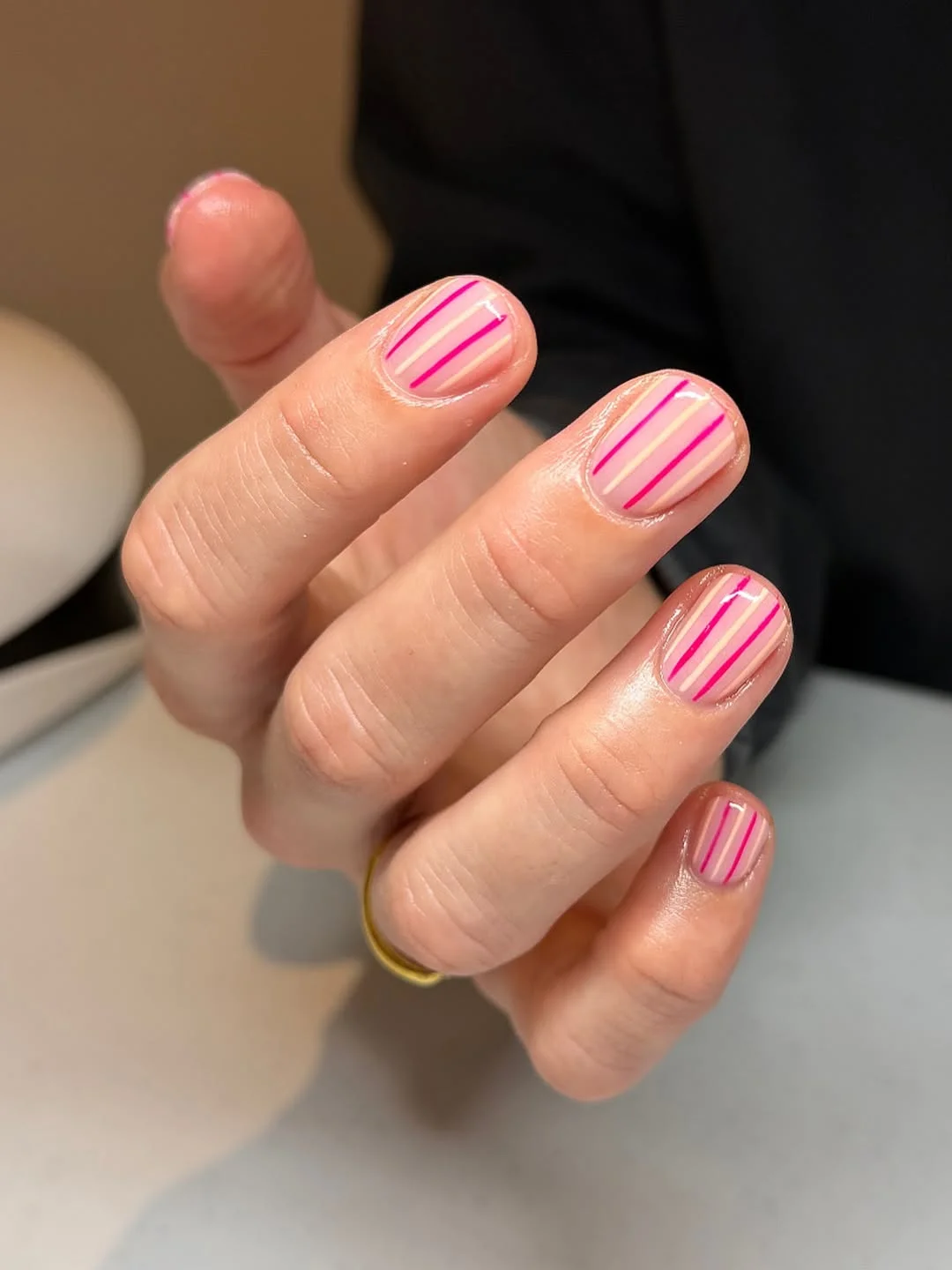 pink summer nails 2026 Minimal Pink Stripe Nails For A Clean Summer Reset