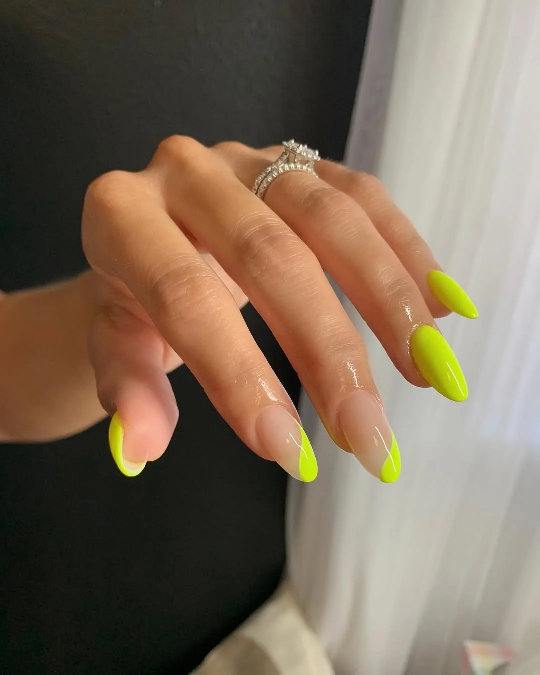 short gel nails summer 2026 Neon Yellow Almond Tips For A Bright Gel Manicure
