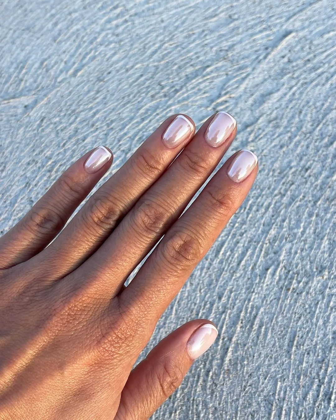 short squoval nails design 2026 Glazed Pearl Short Squoval Nails for Summer Light