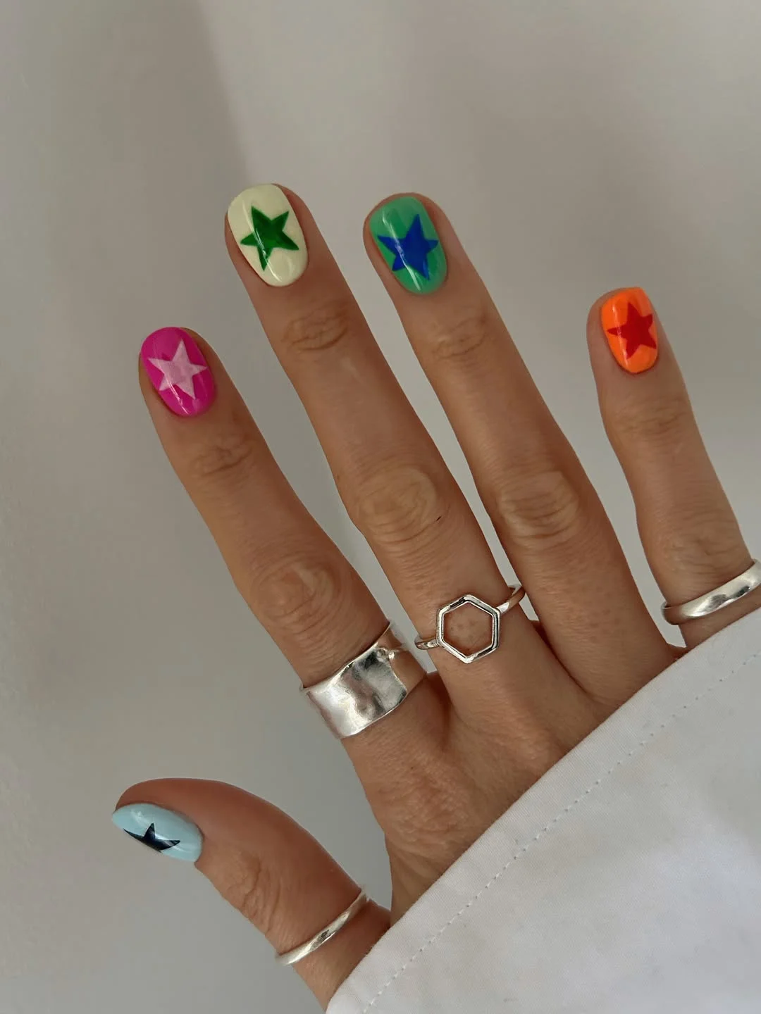short summer nails 2026 Bright Star Nails In Candy Summer Colors