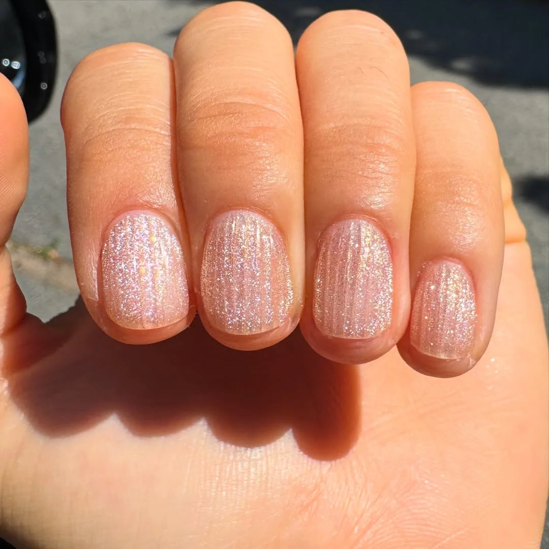short summer nails 2026 Sheer Sparkle On Short Natural Nails