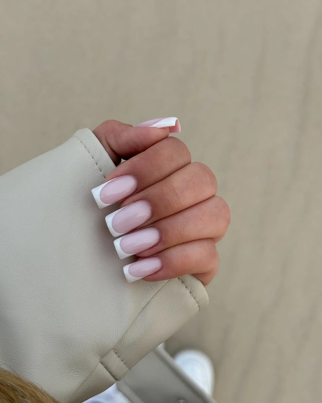 summer beach nails 2026 Classic White Square French Nails for Clean Beach Style