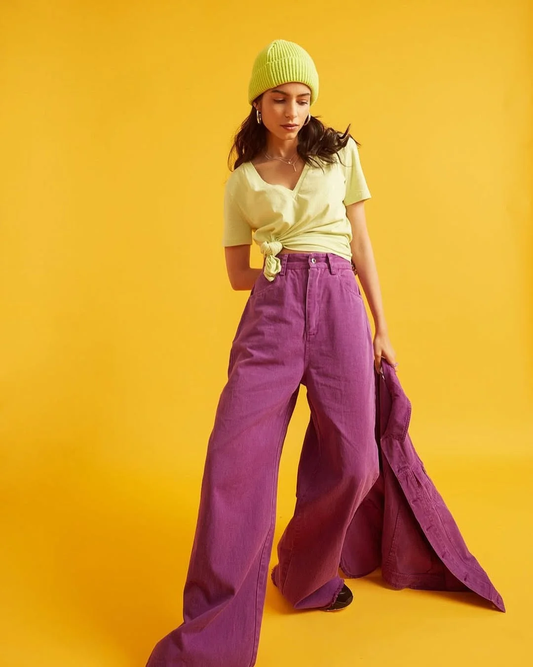 20 summer fashion outfits for women 2026 Lime And Purple Denim For Bold Summer Color
