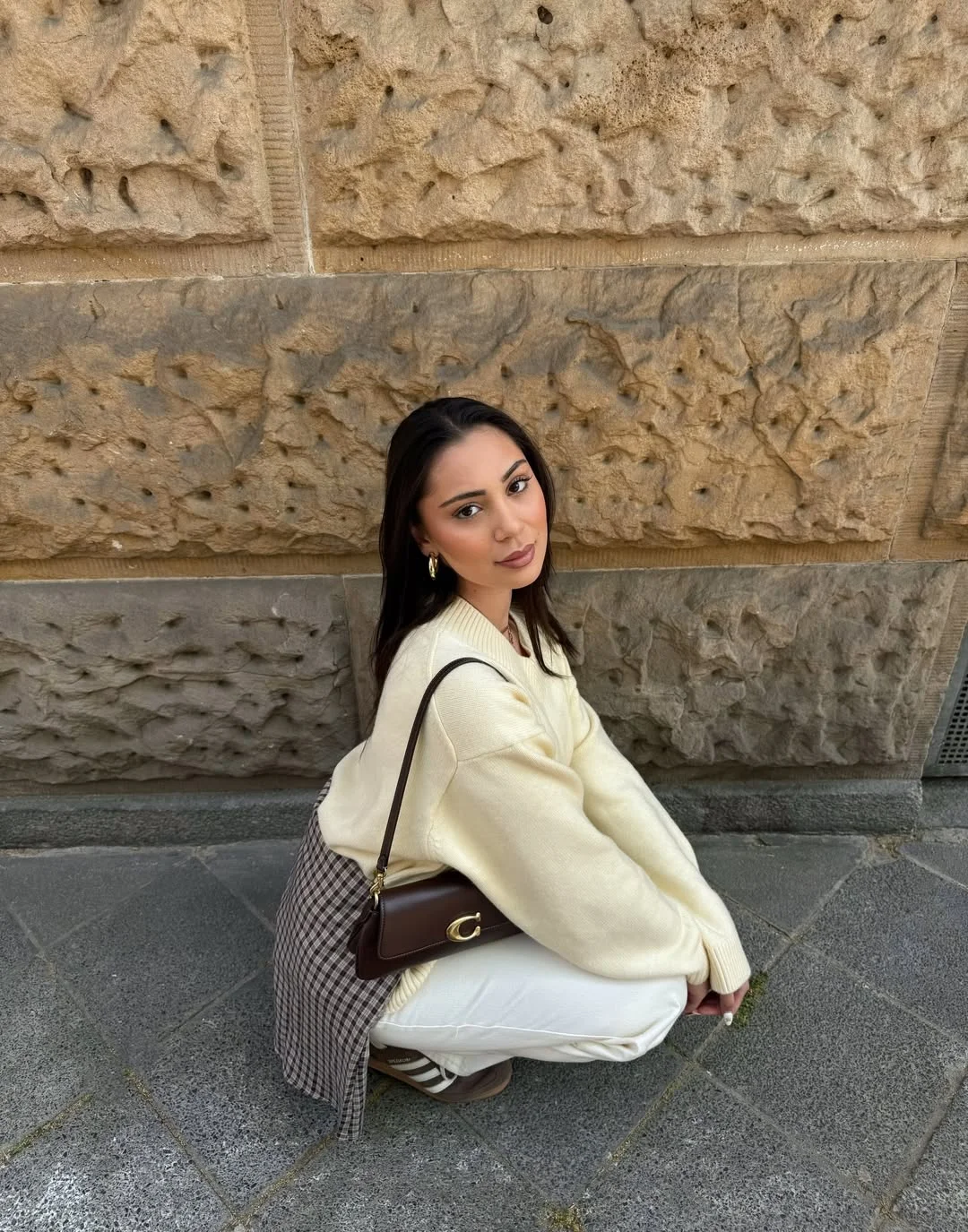 20 summer fashion outfits for women 2026 Cream Sweater And Gingham For Soft Casual Charm