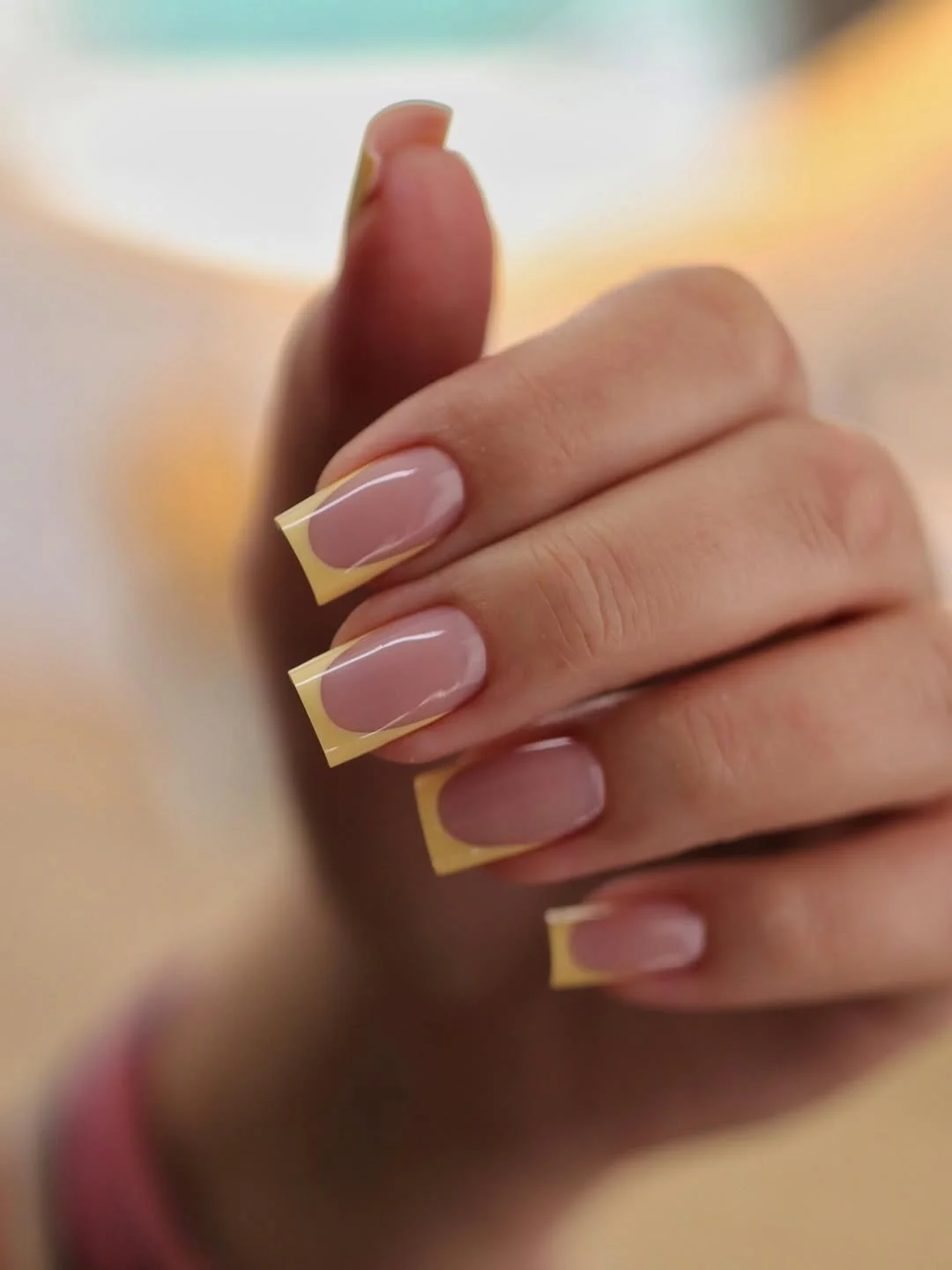 summer french nails ideas 2026 Butter Yellow Square French For A Sunny Summer Mood