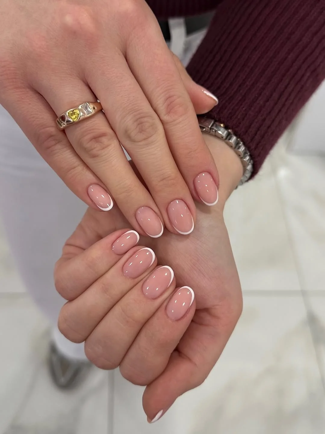 summer french nails ideas 2026 Milky Almond French With Delicate White Curves