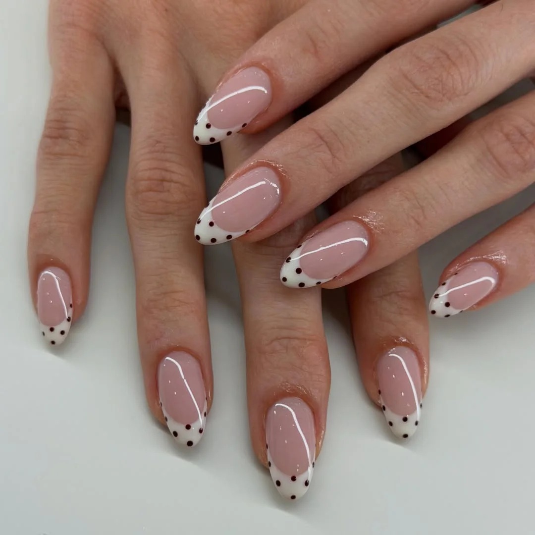 summer french tip nails 2026 Polka Dot French Tips For A Playful Twist