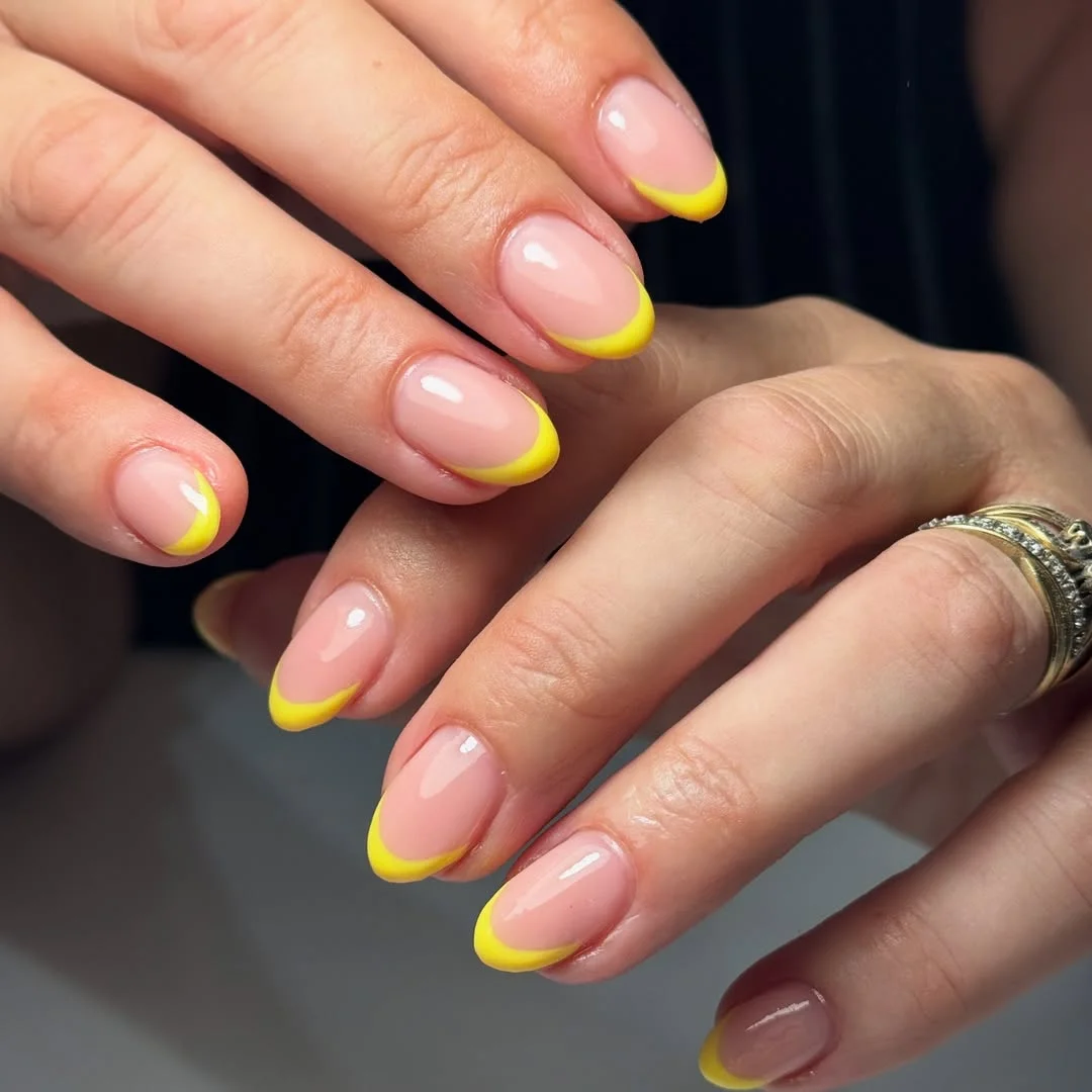 summer french tip nails 2026 Bright Yellow French Tips With A Fresh Summer Glow