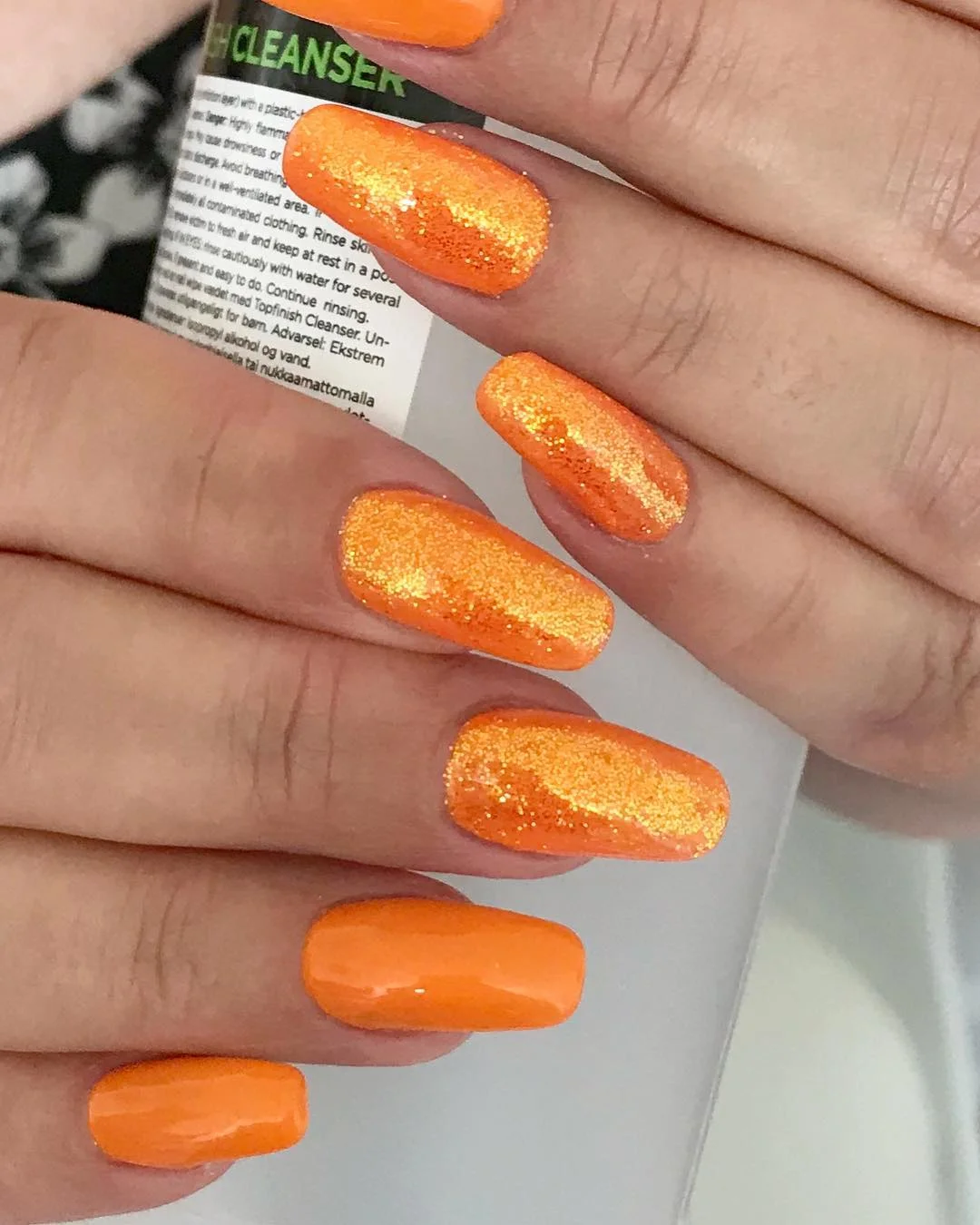 summer glitter nails 2026 Juicy Orange Glitter Glow Nails