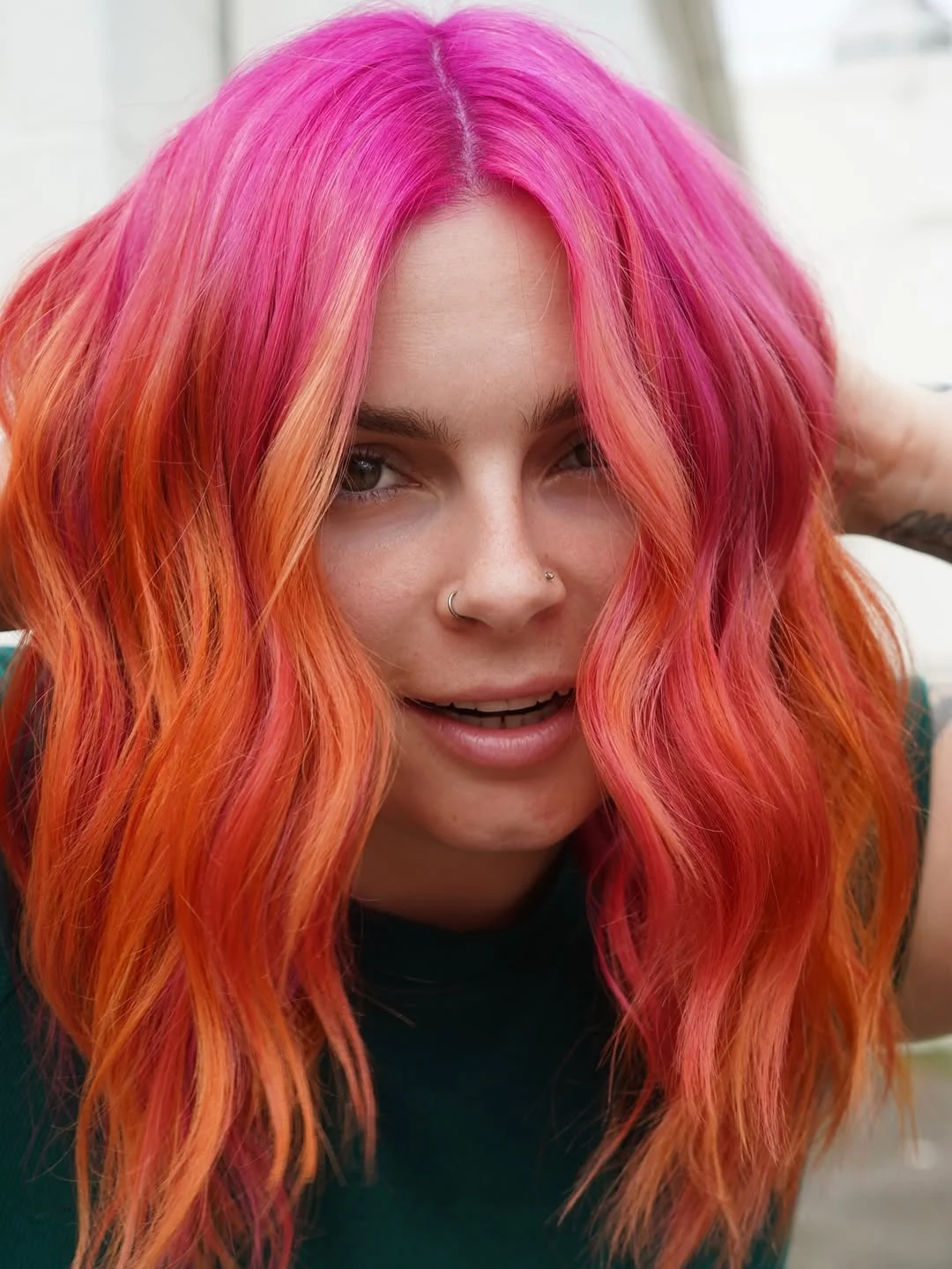 summer hair color ideas 2026 Hot Pink And Orange Melt For Fearless Summer Hair