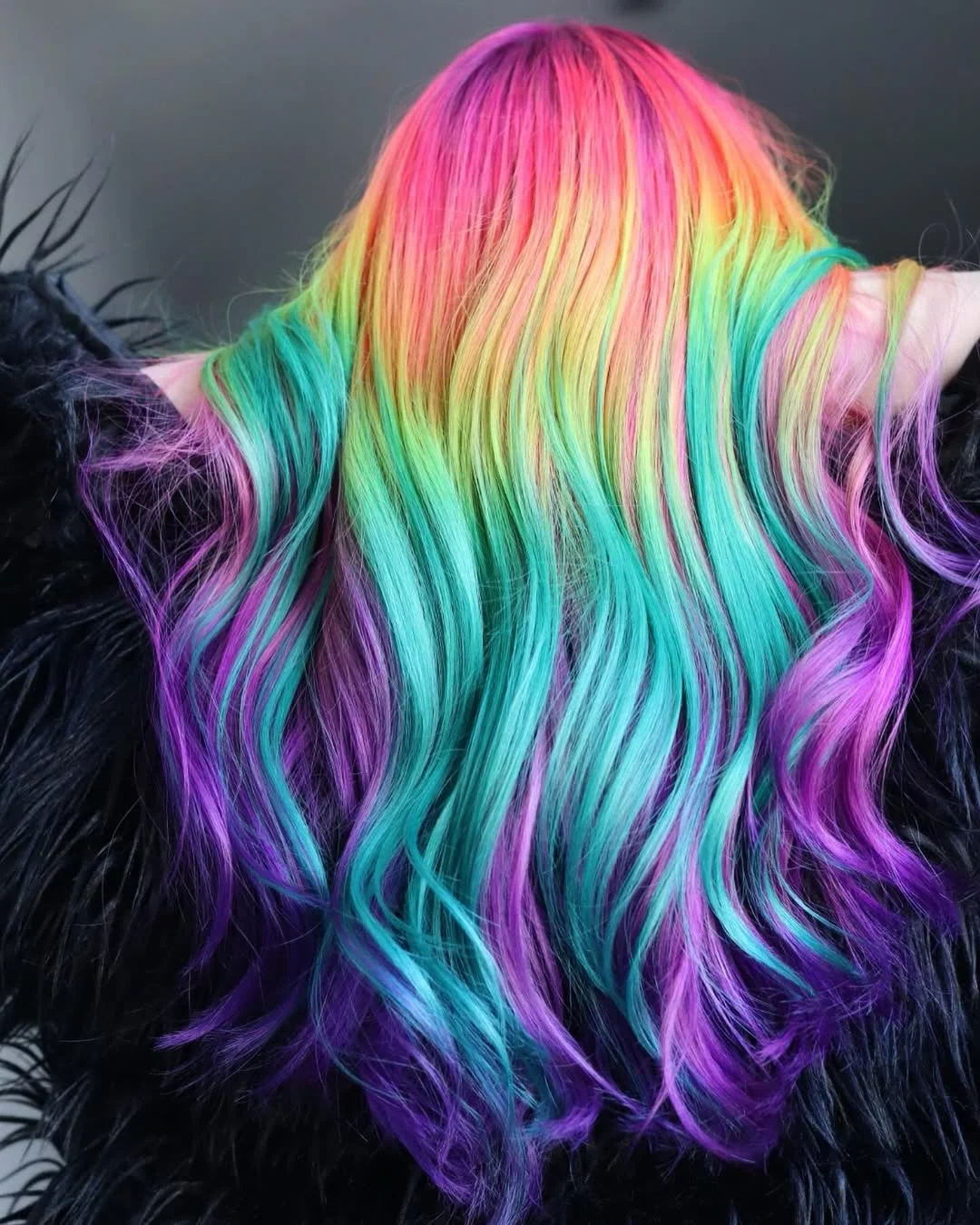 summer hair color ideas 2026 Rainbow Mermaid Color With Soft Wavy Ends