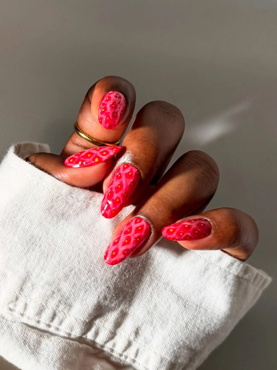 summer nail art 2026 Hot Pink Lattice Nails With Retro Energy