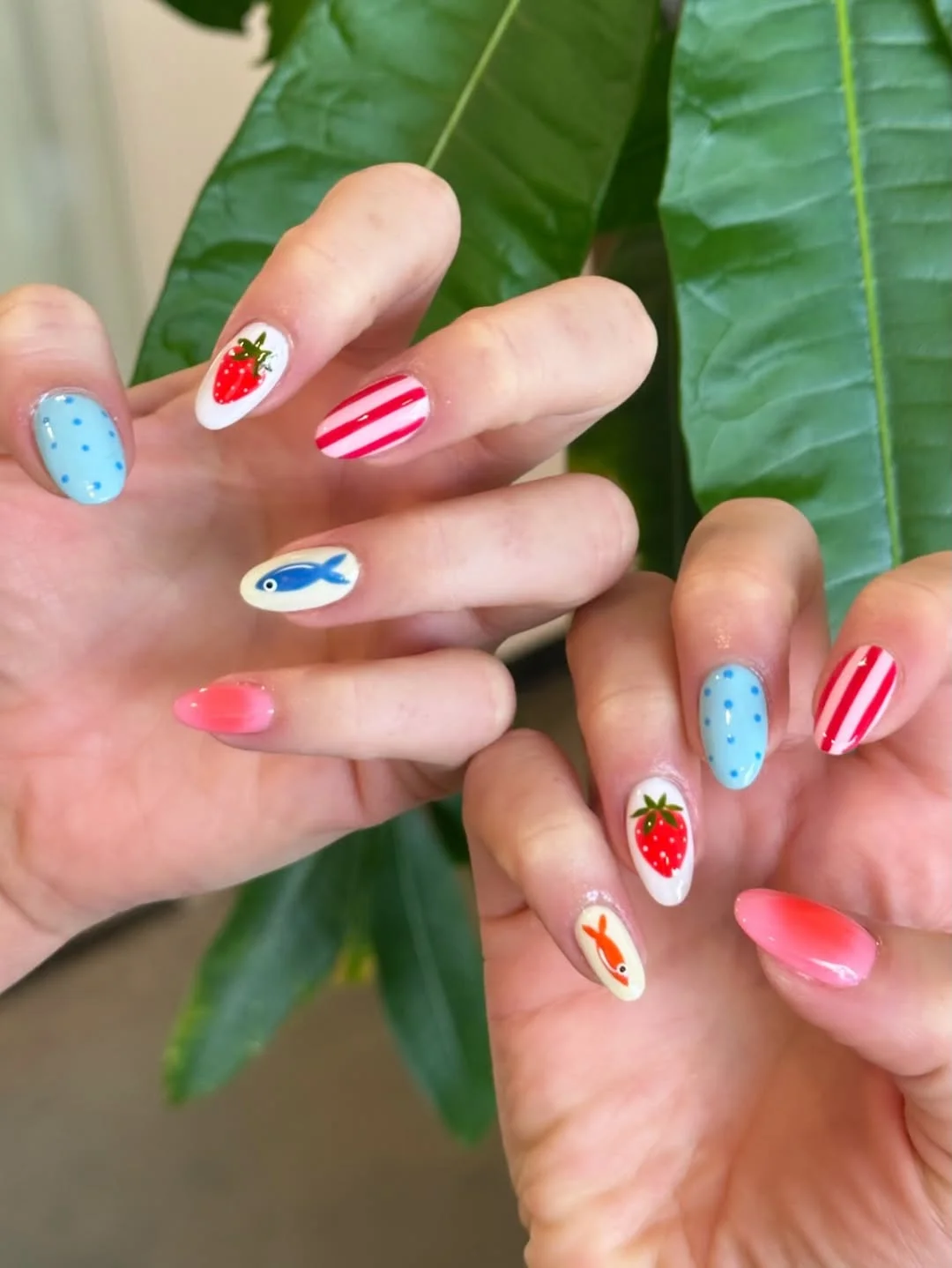 summer nail art 2026 Playful Seaside Strawberry Mix Nails