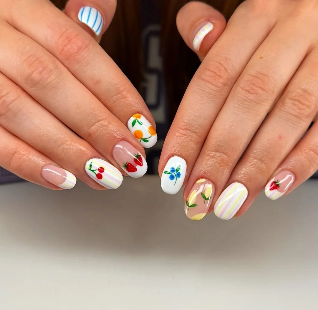 summer nail art 2026 Pastel Fruit Salad Nail Art