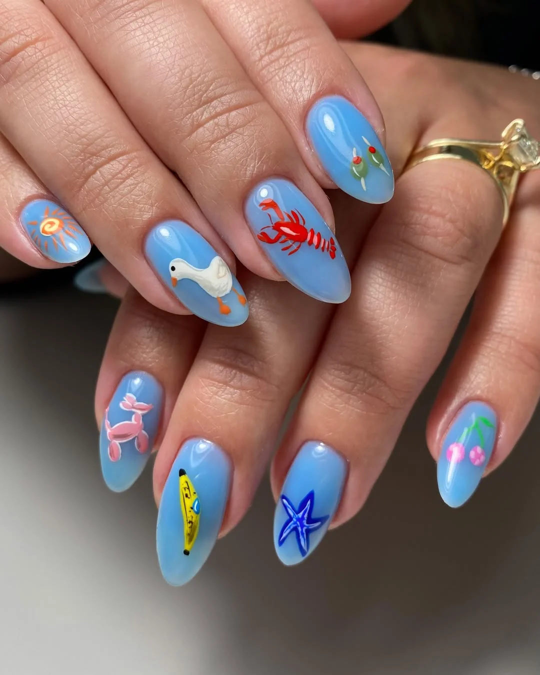 summer nail art 2026 Whimsical Blue Storybook Nails