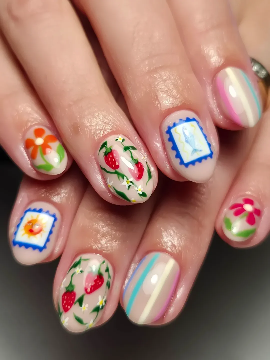 summer nail art 2026 Strawberry Postcard Summer Nails