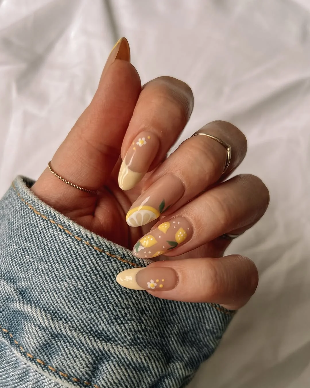 summer nail art 2026 Lemon French Almond Nails