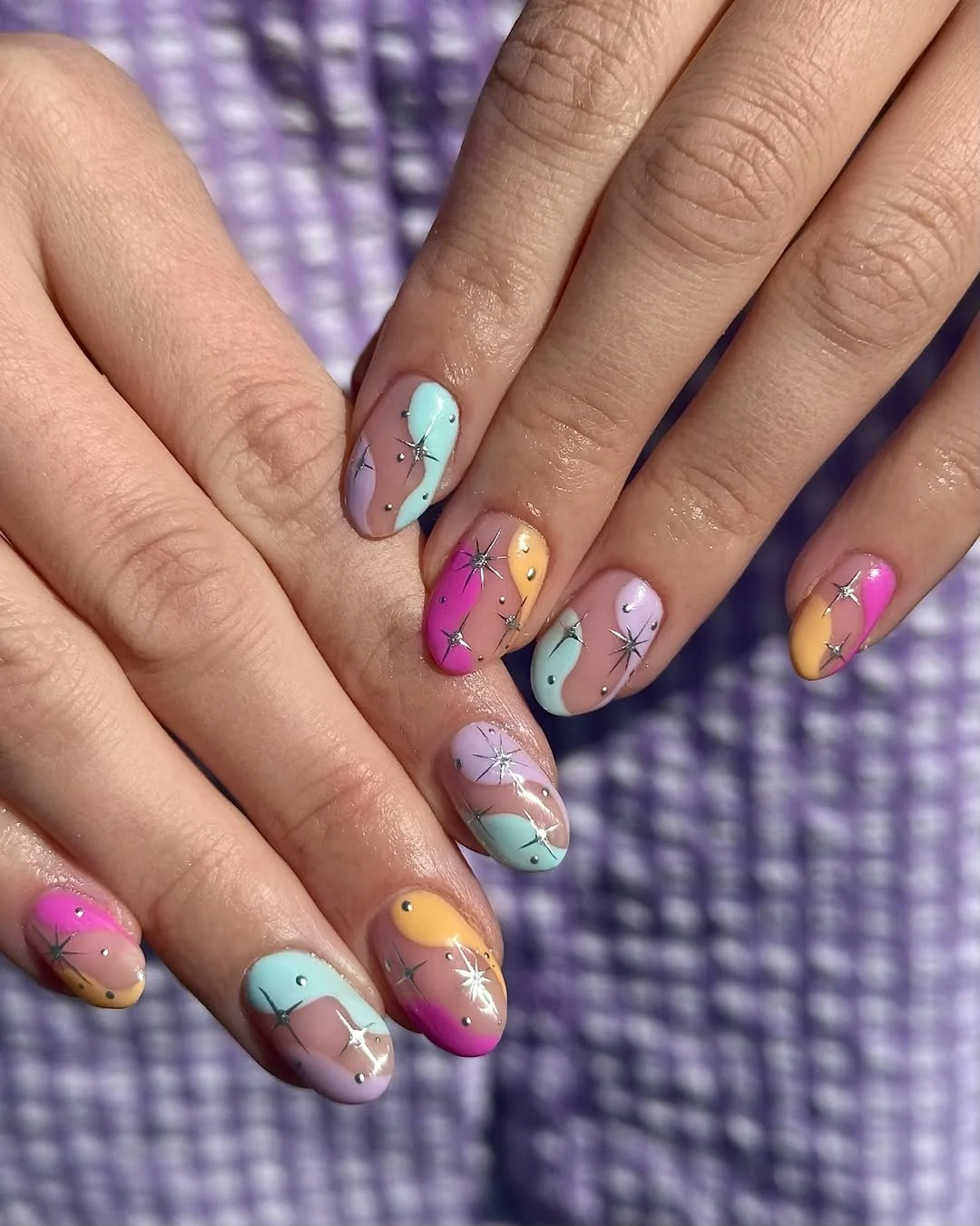 summer nail art ideas 2026 Pastel Starburst Gel Nails