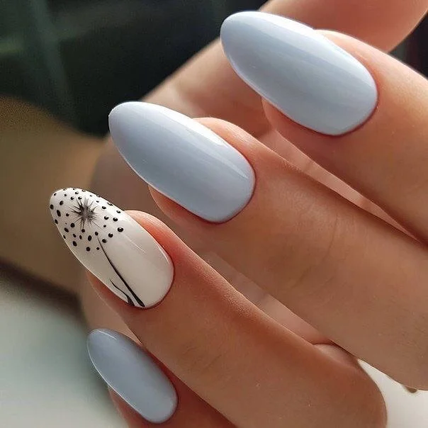 summer nail art ideas 2026 Soft Blue Minimal Flower Nails