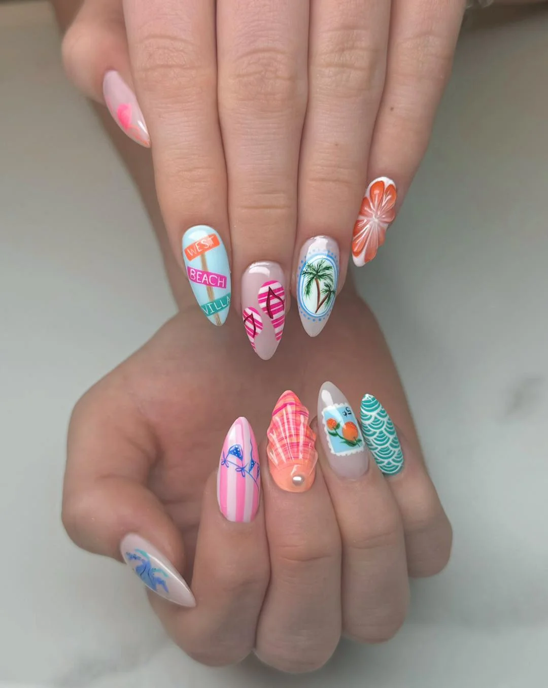 summer nail art ideas 2026 Beach Souvenir Statement Nails