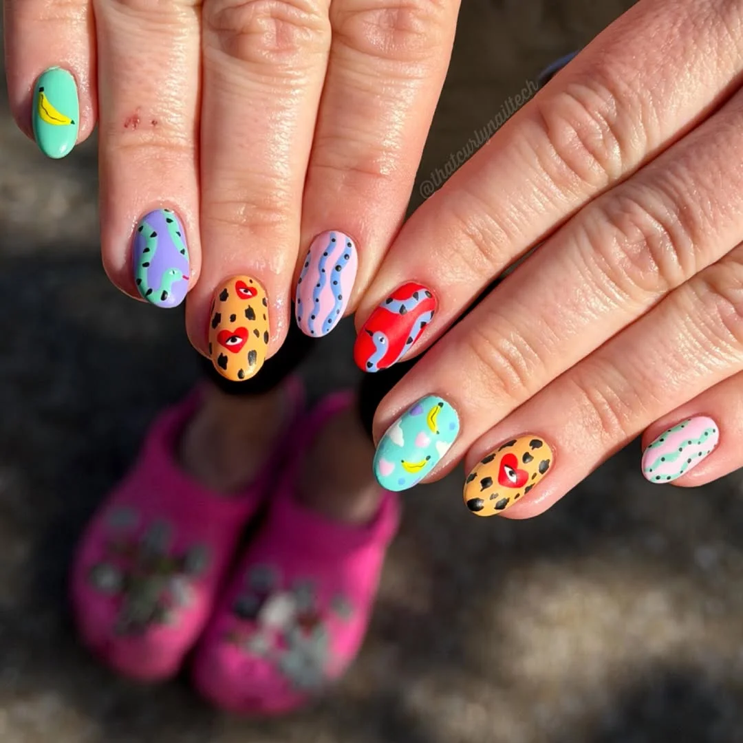 summer nail art ideas 2026 Playful Pop Art Short Nails