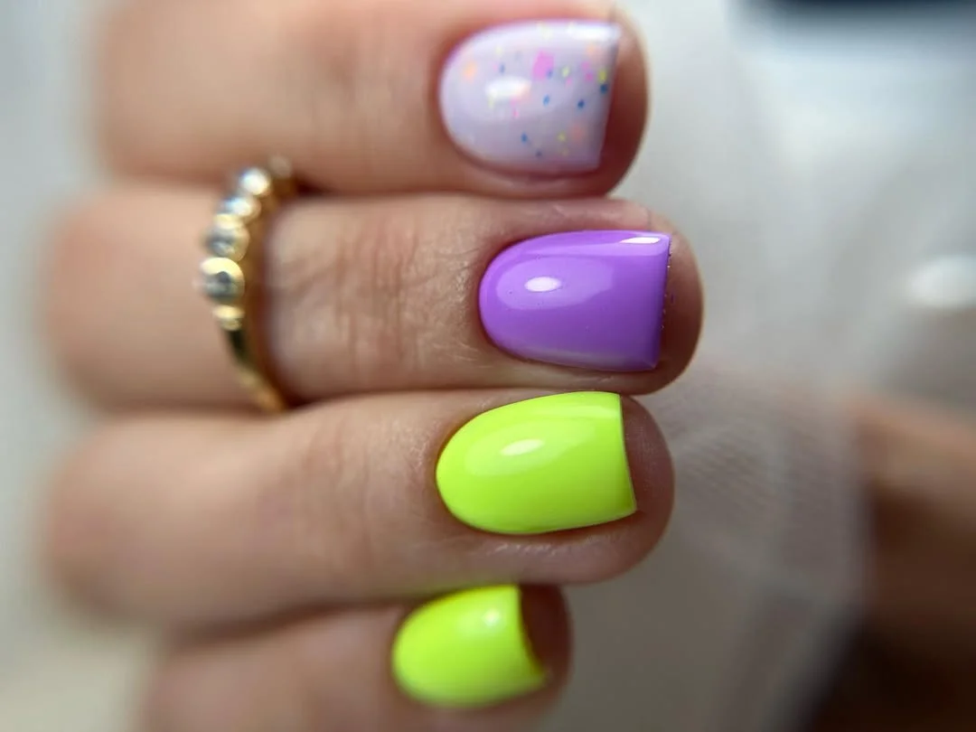 summer nail colors 2026 Candy Brights With Lavender And Lime Energy