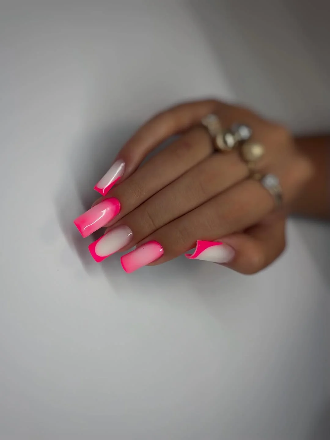 summer nails ballerina shape 2026 Neon Pink Ballerina Nails With Modern French Curves