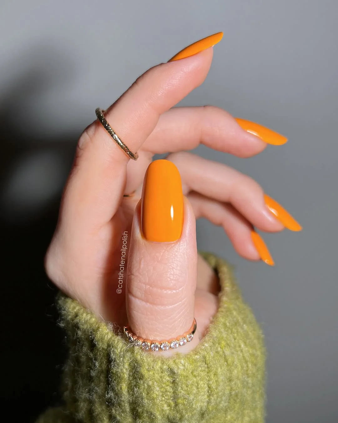 summer nails one color 2026 Glossy Orange Long Nails With Sunset Heat