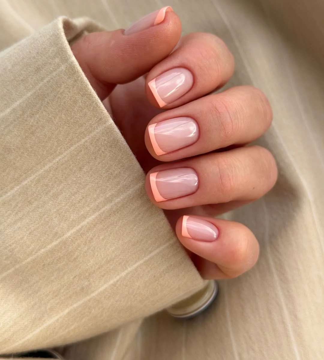 summer nails one color 2026 Soft Peach French Nails With A Barely-There Summer Finish
