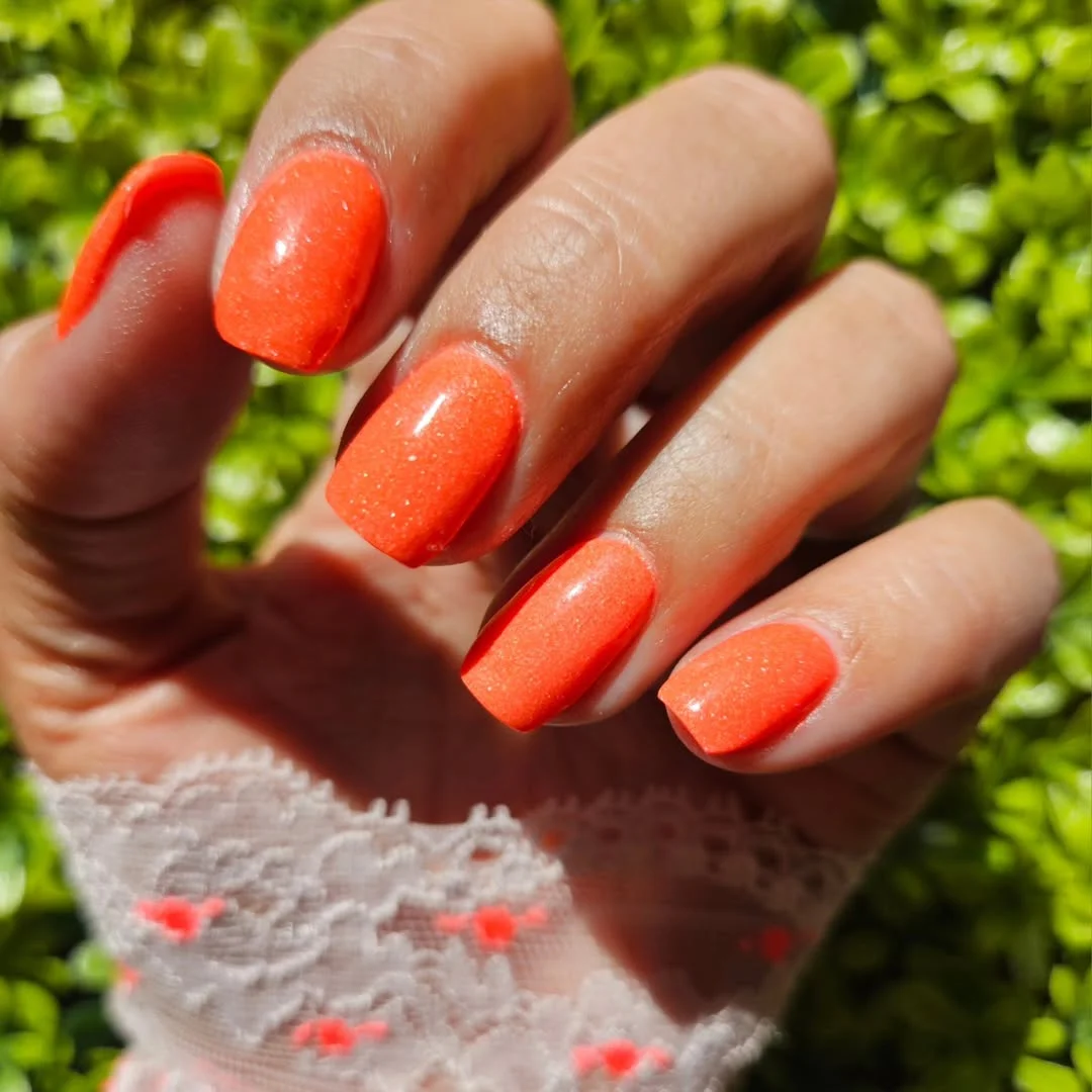 summer nails one color 2026 Sparkling Coral Square Nails For Sunlit Days