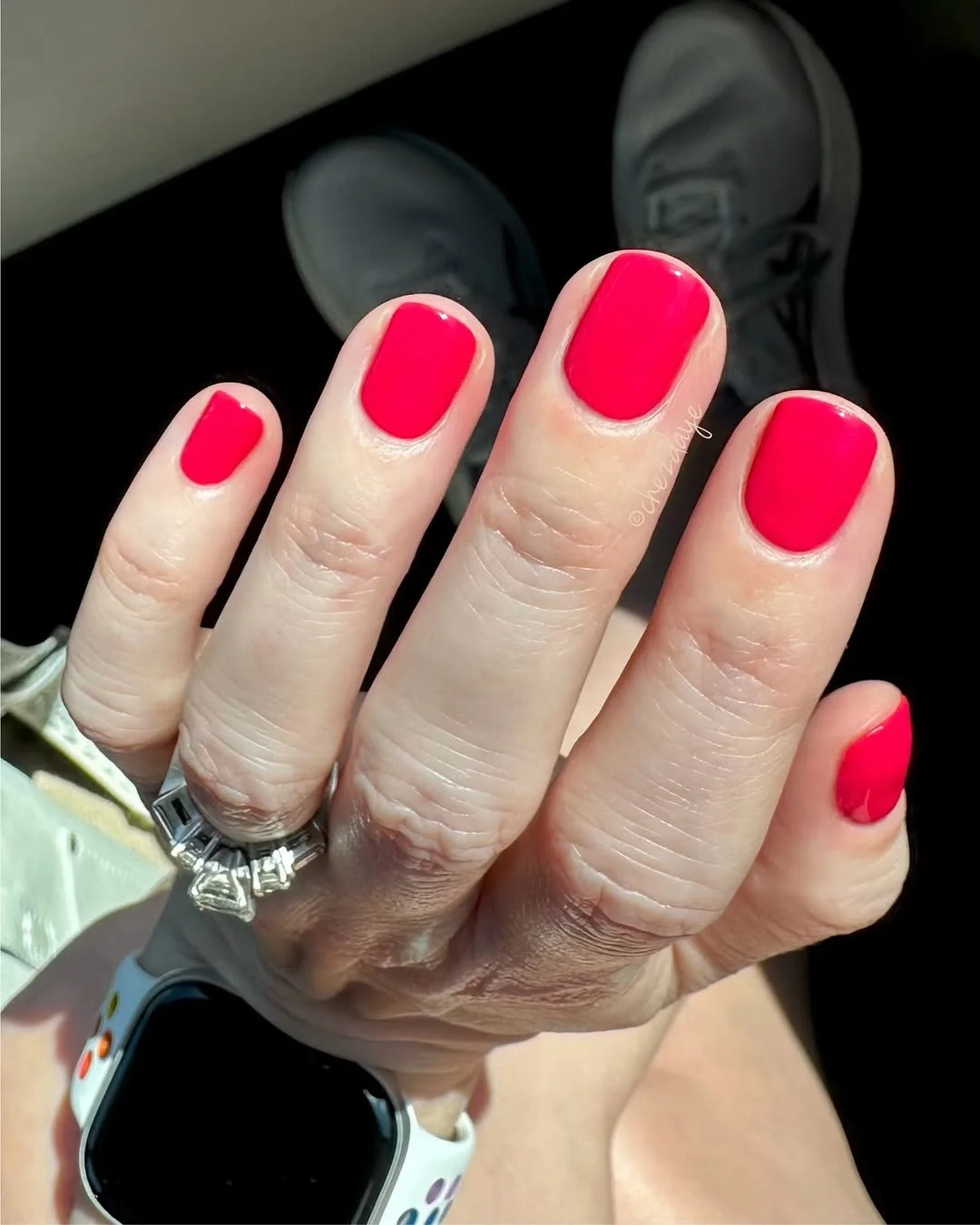 summer nails one color 2026 Glossy Hot Pink Short Nails For Everyday Summer