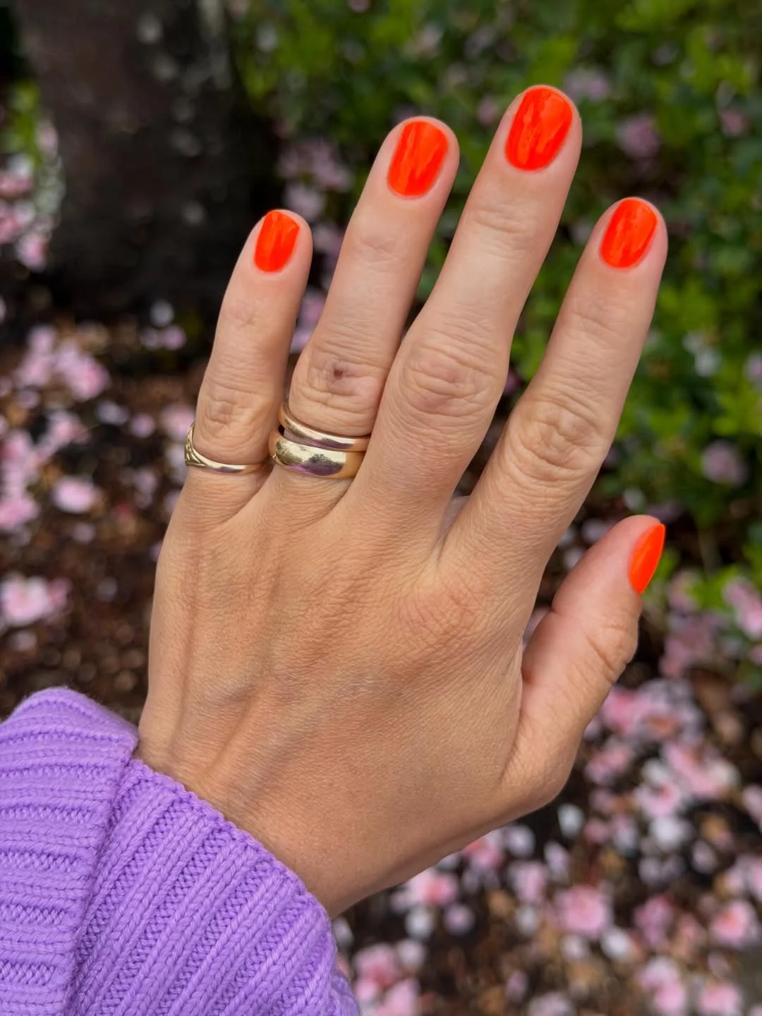 summer nails one color 2026 Neon Orange Short Nails That Wake Up the Whole Look