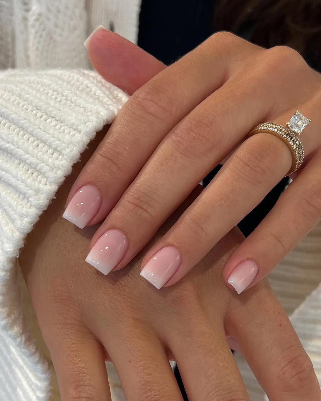 summer nails square 2026 Milky Pink Square Nails With a Soft White Fade
