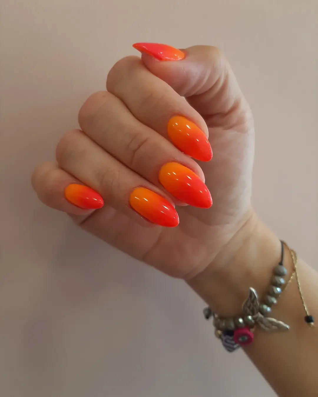 summer ombre nails 2026 Sunset Flame Bright Ombre Nails