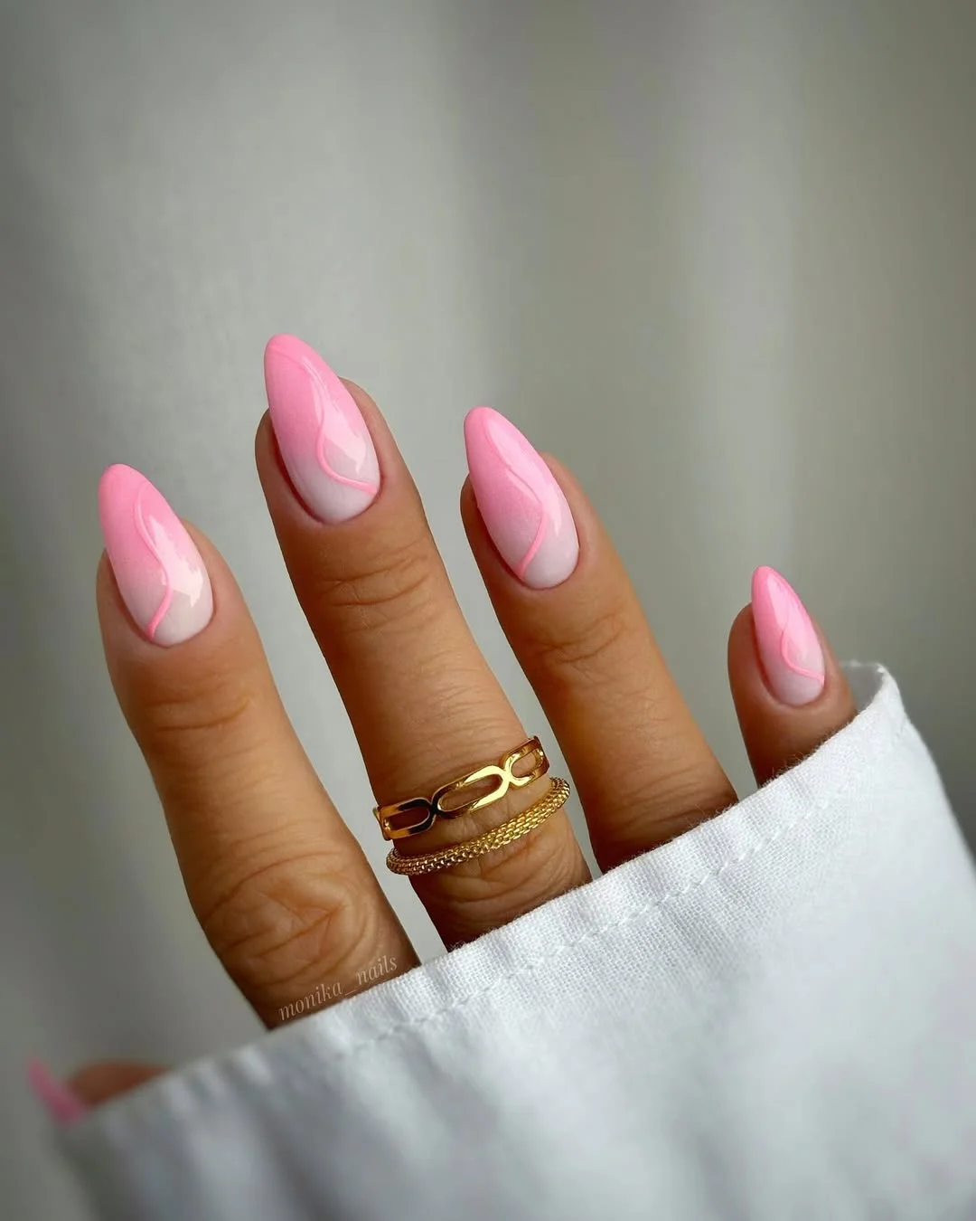 summer ombre nails 2026 Soft Pink Ombre Nails With Minimal Swirl Detail